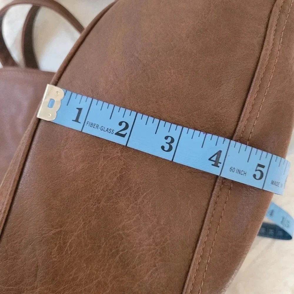 Cognac brown large Hobo studded flap rustic western cowgirl crossbody purse bag - Picture 12 of 14